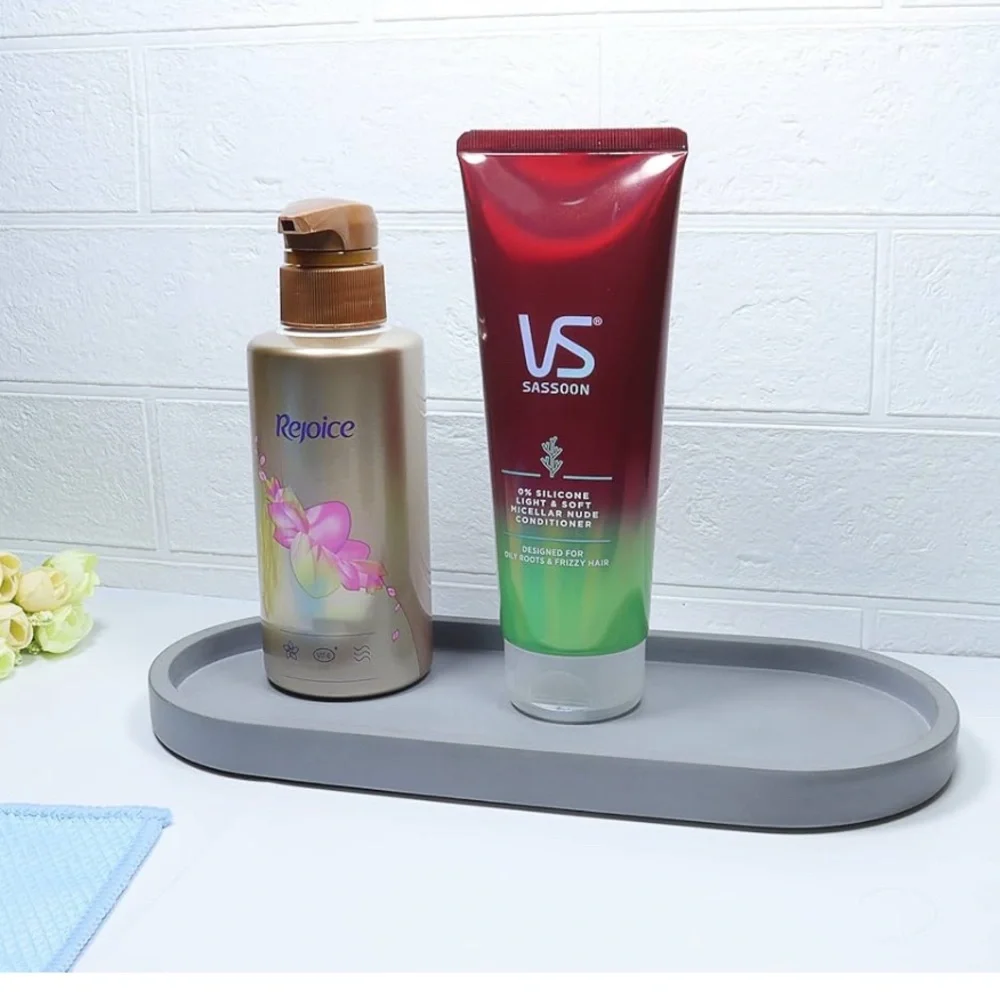 NEW Concrete Oval Vanity Tray Counter Concrete Tray Bathroom Organizer 10x4